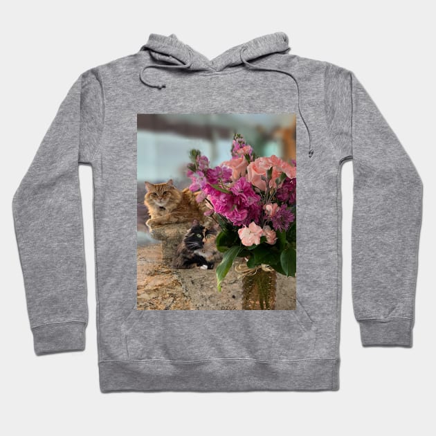 Cats and Flowers Hoodie by KarenZukArt